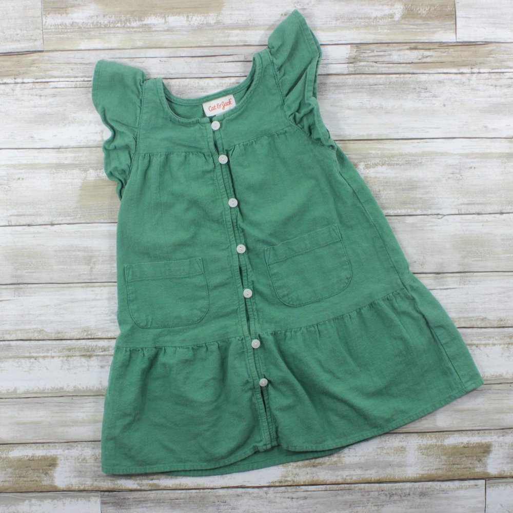 Cat & Jack Emerald Tiered Dress with Pockets, 18M